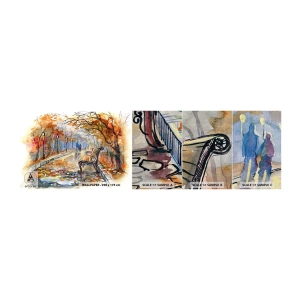 Mostră tapet Premium Canvas - Pășim împreună în toamnă - Peisaj, Parc, Toamnă - 100x30 cm