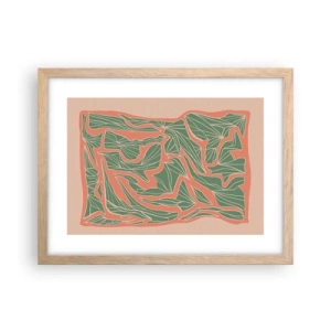 Poster în ramă de stejar deschis - Lupta dintre coral și verde - 40x30 cm