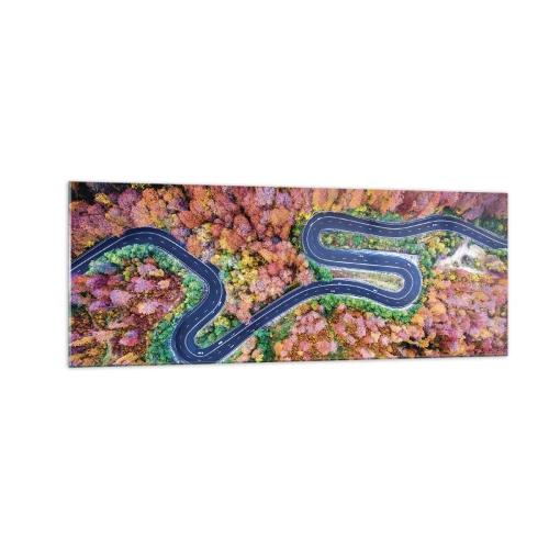 Tablou pe sticlă - Un drum șerpuit prin pădure - 140x50 cm