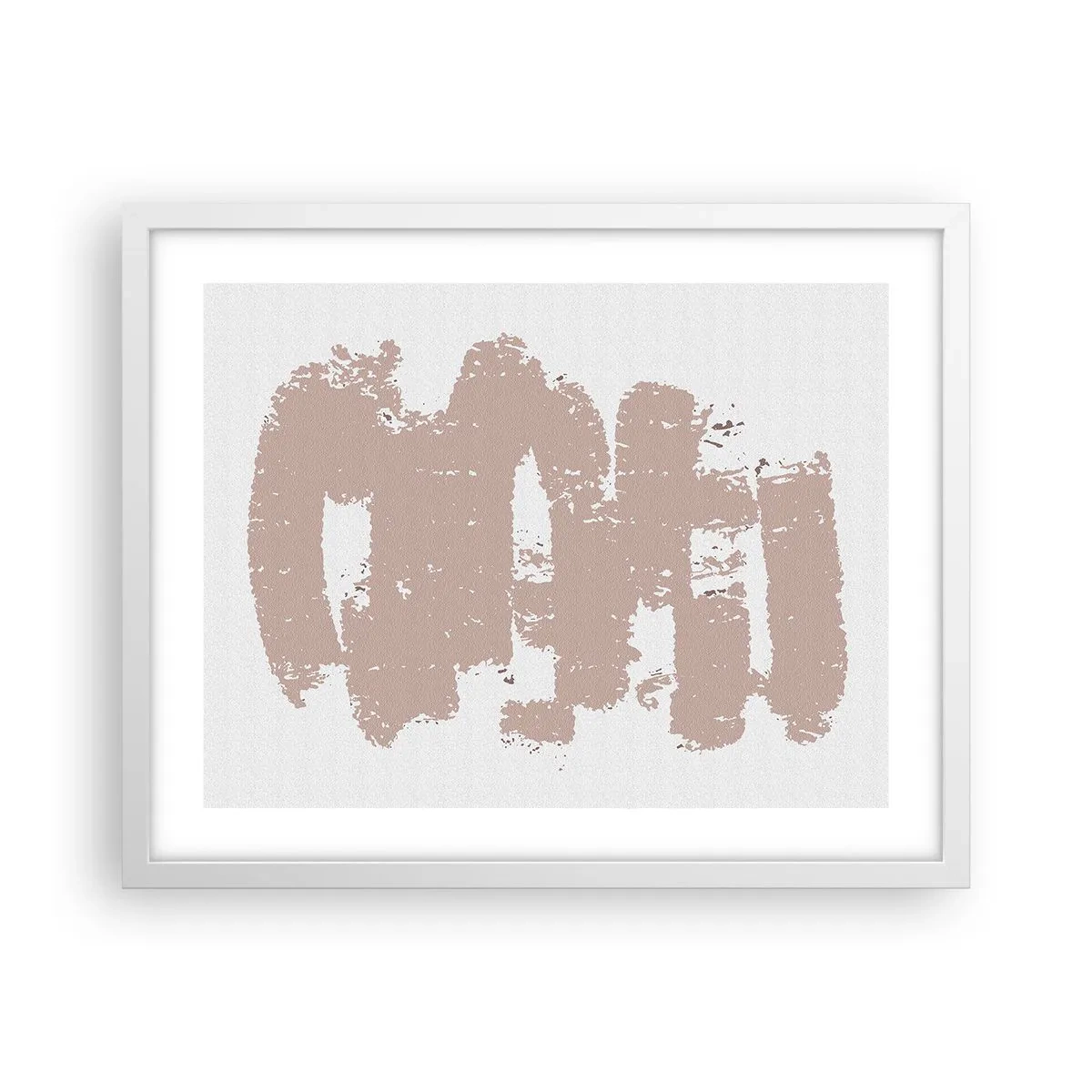 Poster în ramă albă - Abstracție în roz moale - 50x40 cm