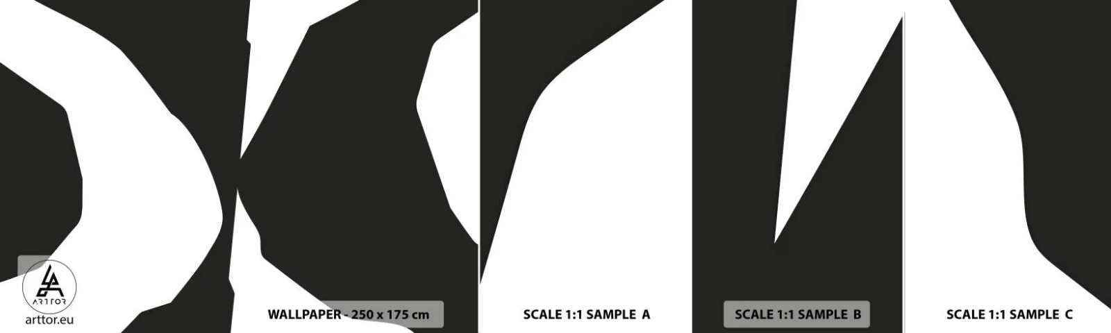 Mostră de Tapet Standard Eco - Pozitiv -negativ - alb-negru, Abstracția, Bucată - 100x30 cm