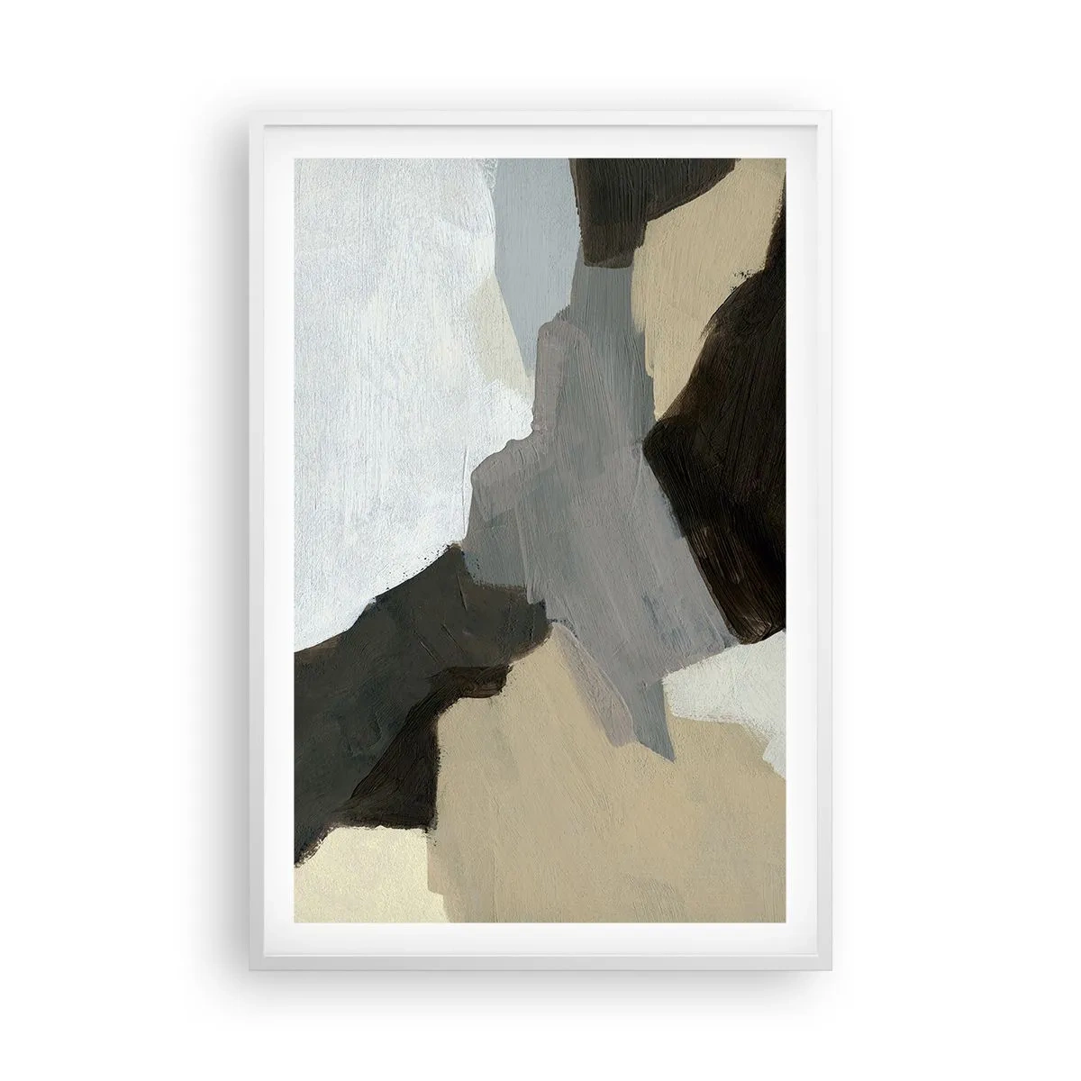 Poster în ramă albă - Abstracție: despărțirile griului - 61x91 cm