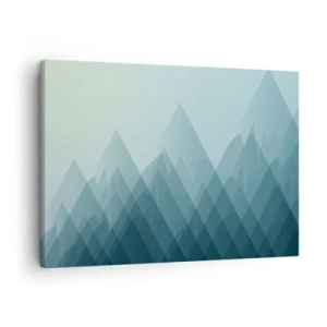 Tablou pe pânză Canvas - Grafică minimalistă montană în nuanțe de albastru - 70x50cm - Mare, mai mare, cea mai mare - Decorațiune modernă pentru perete pentru living și dormitor ARTTOR