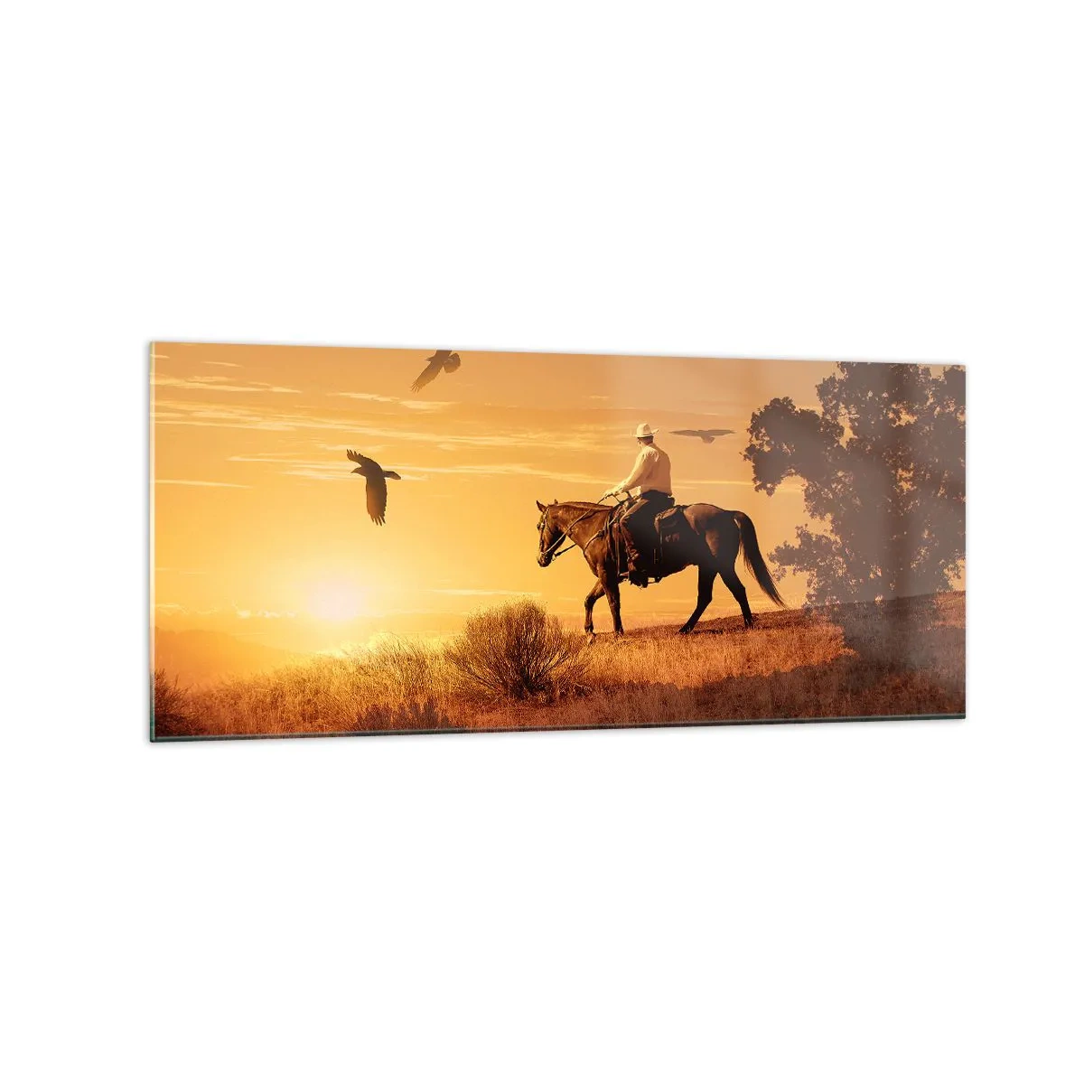 Tablou pe sticlă - Singur peste prerie - 120x50 cm