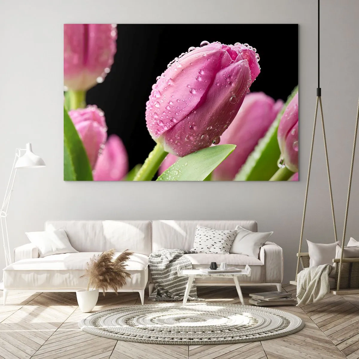 Tablou pe sticlă - Un vis de liliac în rouă - 100x70 cm