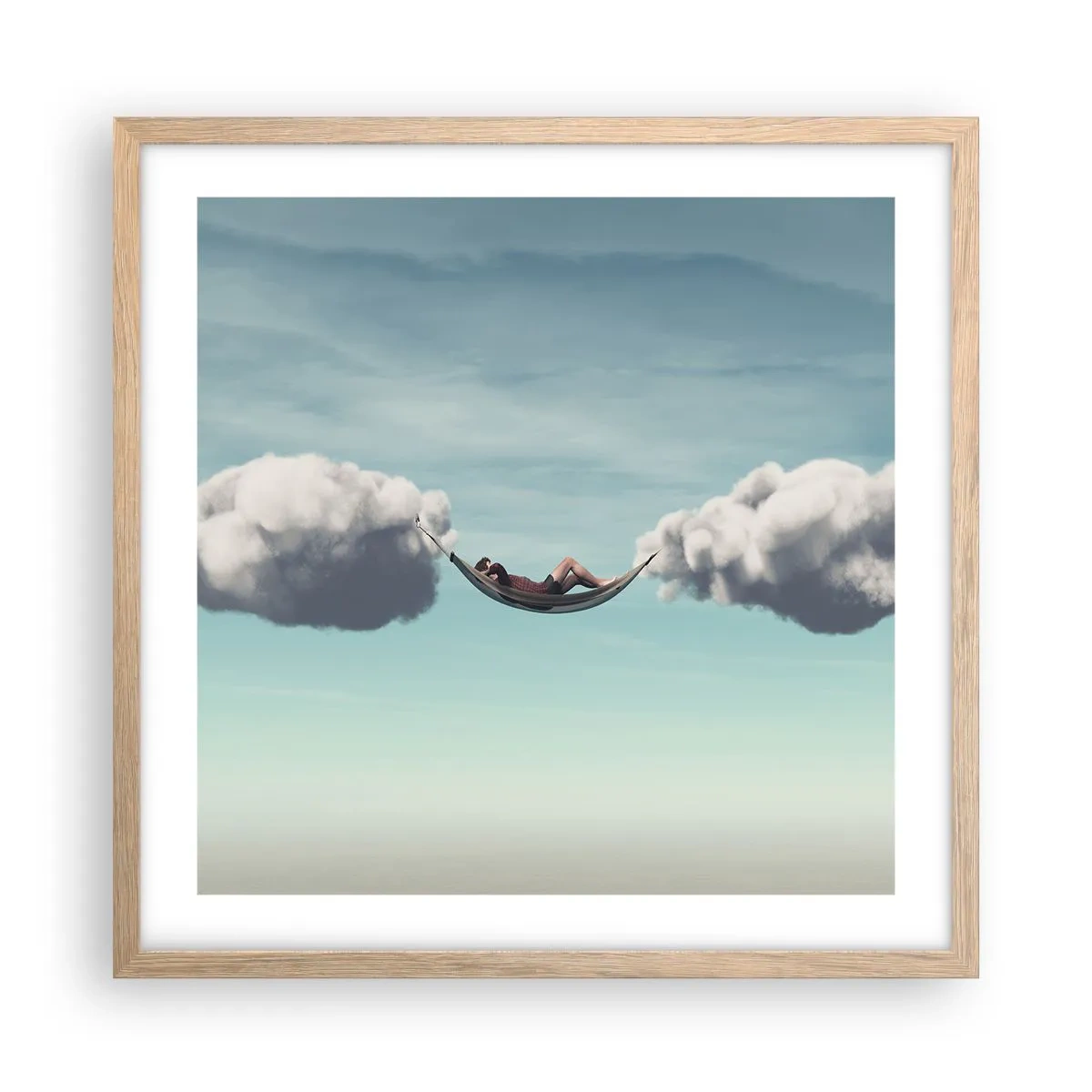Poster în ramă de stejar deschis - Fericirea momentului - 50x50 cm