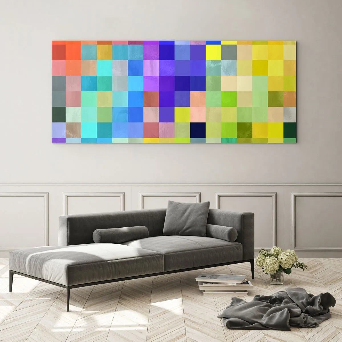 Tablou pe sticlă - Fiecare diferit, toate sunt egale - 100x40 cm