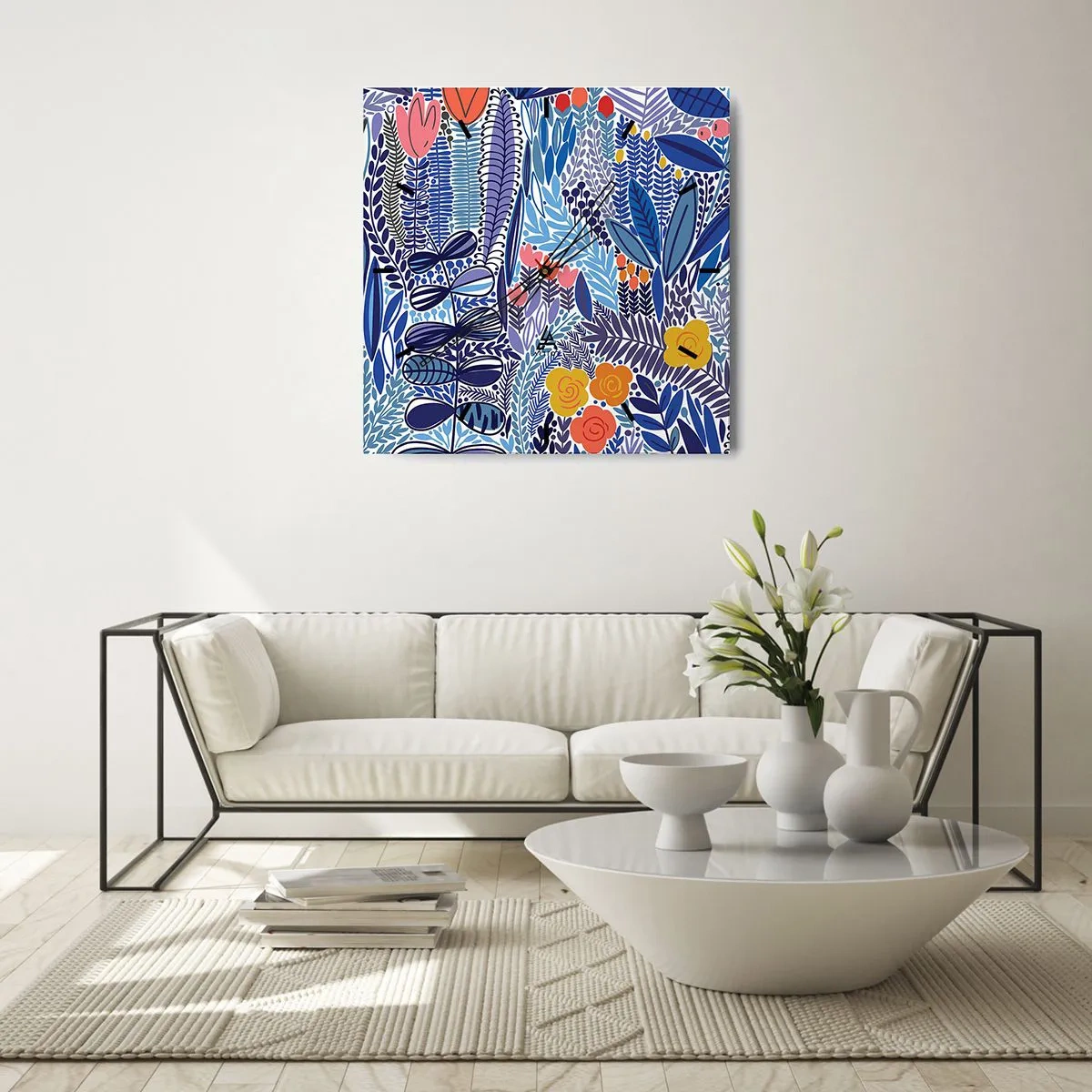 Ceas de perete - Ceas pe sticlă - Grădină havaiană - 30x30 cm