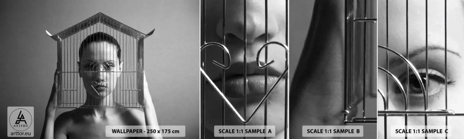 Mostră de Tapet Standard Eco - Un portret oarecum suprarealist - Femeie, Bucată, Model - 100x30 cm