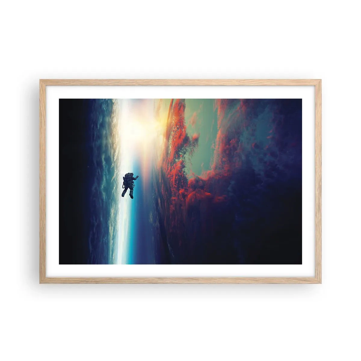Poster în ramă de stejar deschis - Provocând universul - 70x50 cm