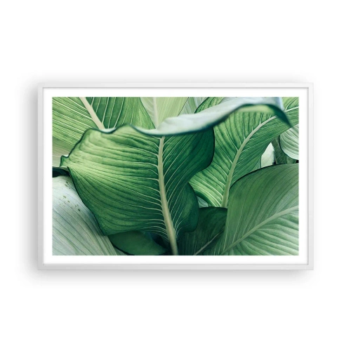Poster în ramă albă - Viață intensă în verde - 91x61 cm