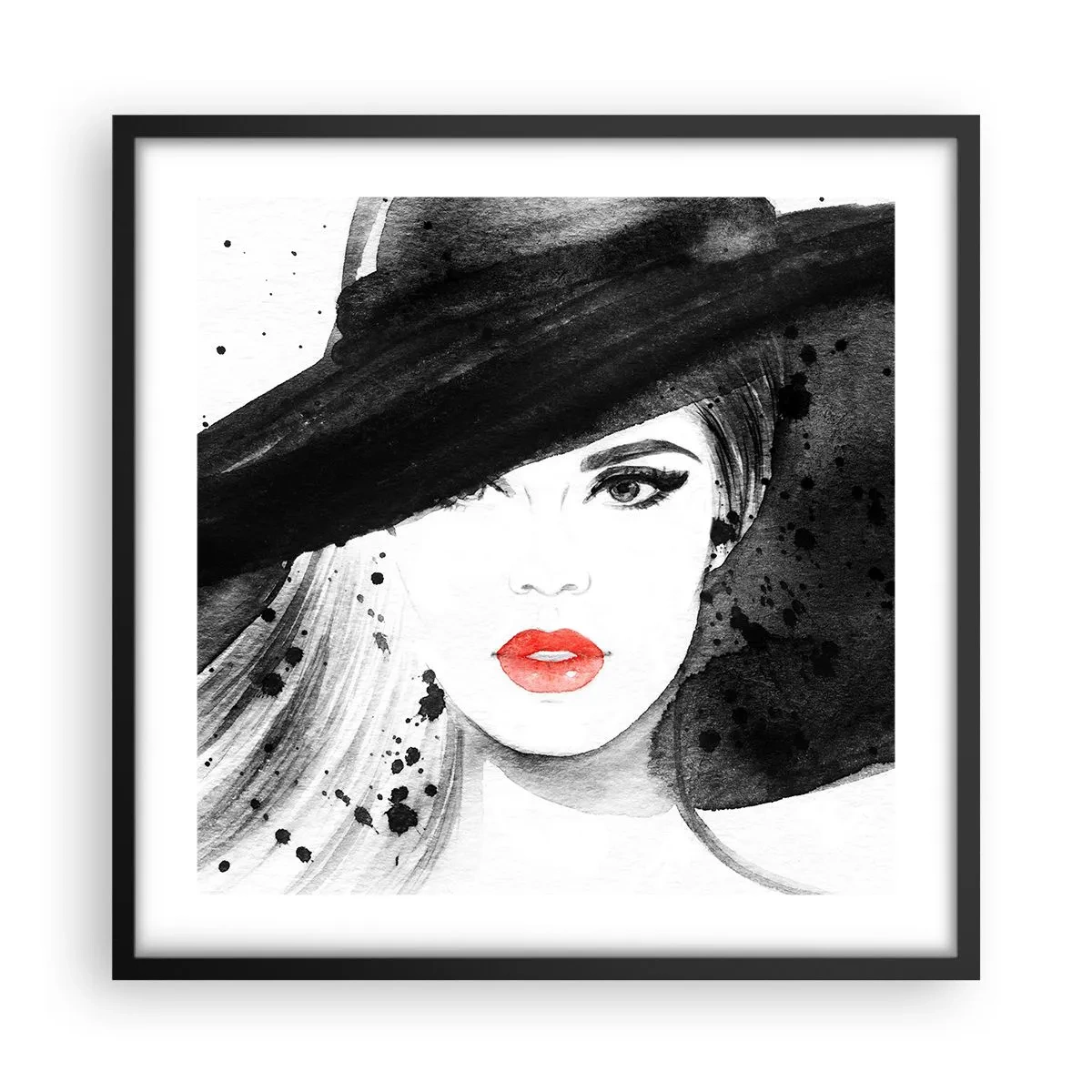 Poster în ramă neagră - Doamna în negru - 50x50 cm