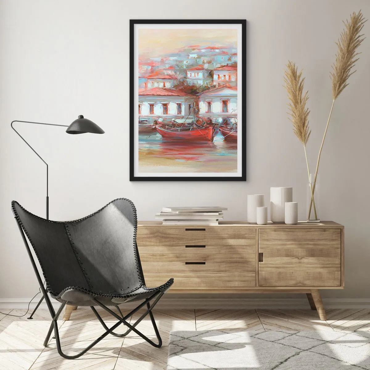 Poster în ramă neagră - Orășel fericit - 61x91 cm
