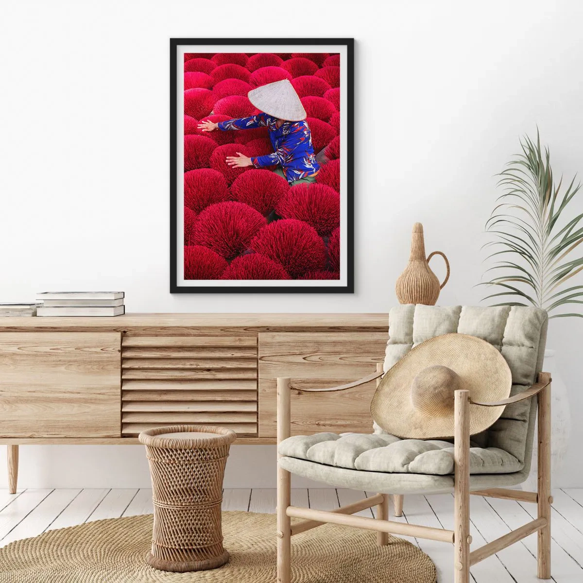 Poster în ramă neagră - Într-un câmp de orez - 30x40 cm