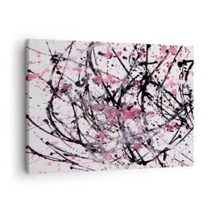 Tablou pe pânză Canvas - Model abstract în nuanțe de roz, negru și alb - 70x50cm - Natura trecătoare a vieții - Decorațiune modernă pentru perete pentru living și dormitor ARTTOR