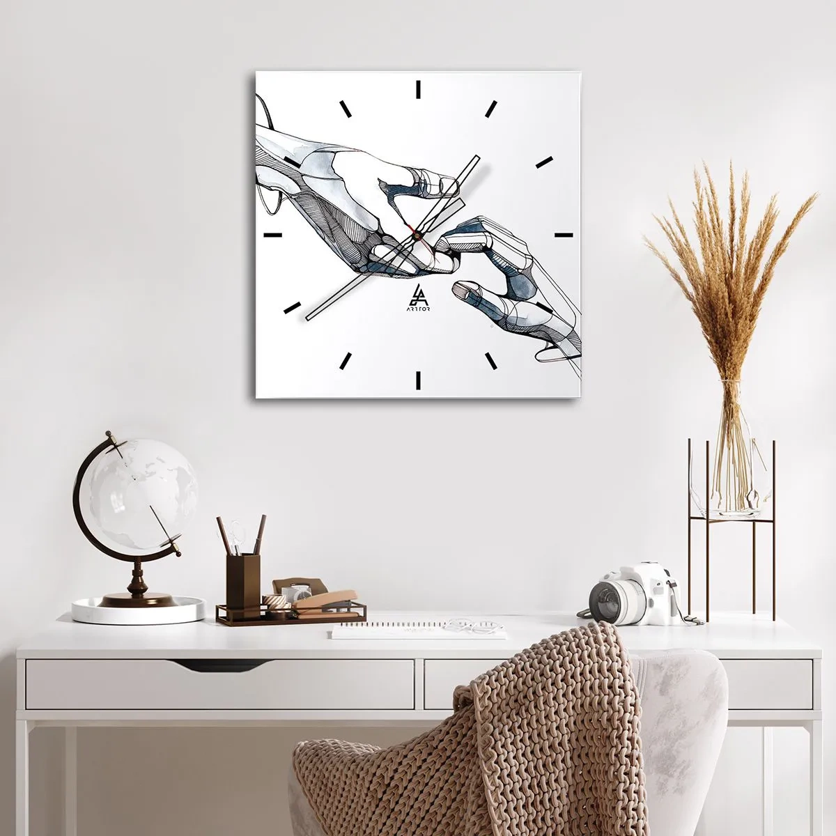 Ceas de perete - Ceas pe sticlă - Gest frumos - 40x40 cm