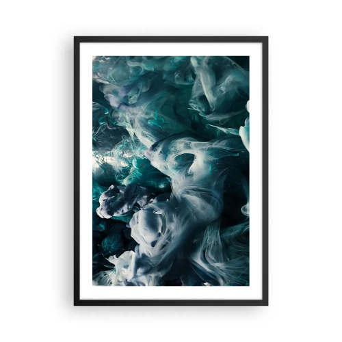 Poster în ramă neagră - O compoziție abstractă de culori învolburate în nuanțe de verde și albastru. - 50x70cm - Mișcarea culorilor - Decorațiune modernă pentru perete pentru living și dormitor ARTTOR