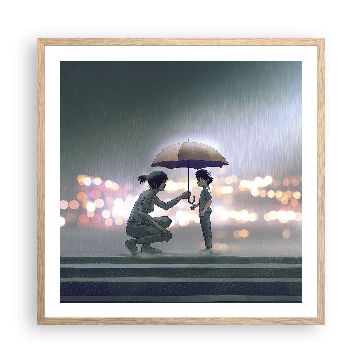 Poster în ramă de stejar deschis - Și totul este bine acum - 60x60 cm