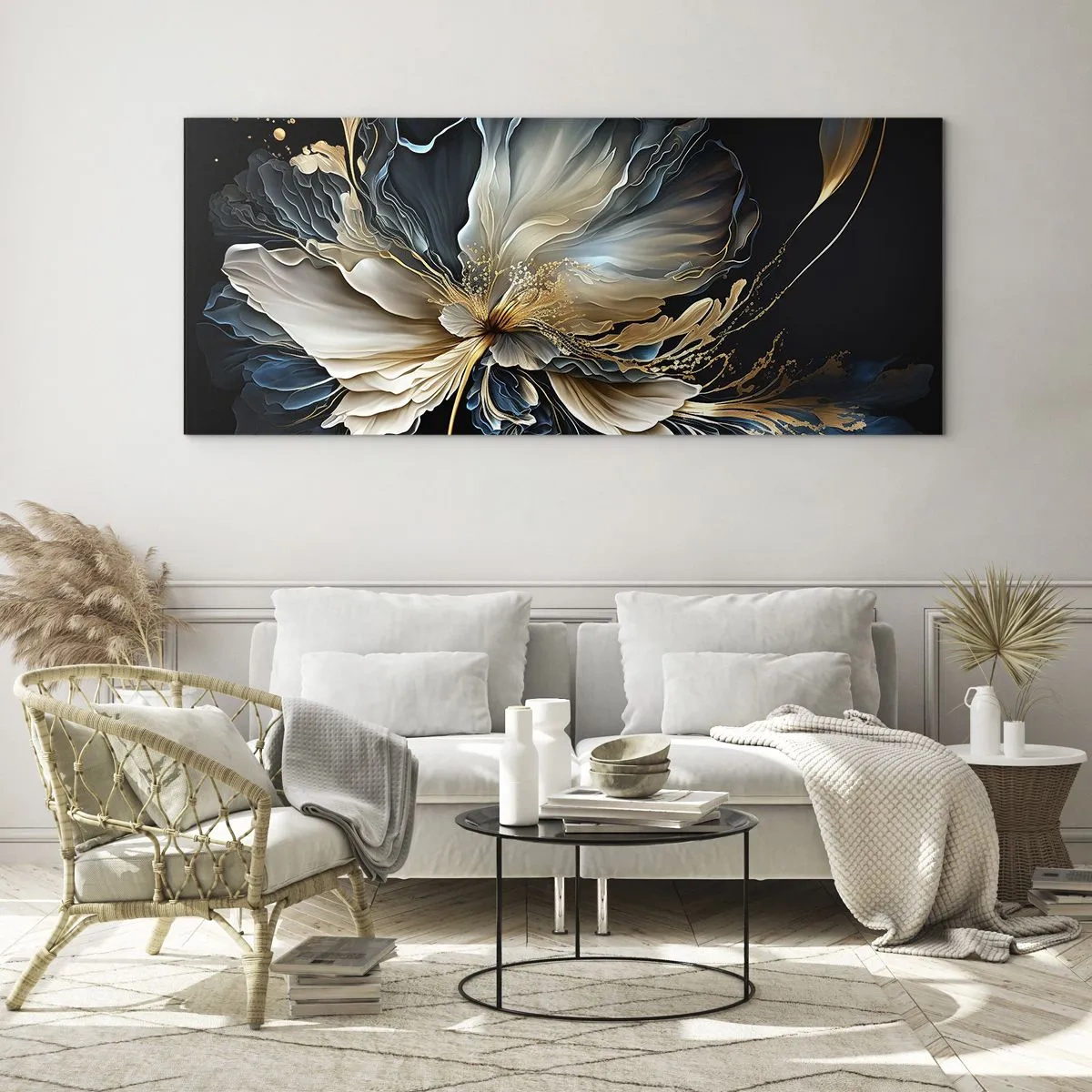 Tablou pe sticlă - Povestea unei flori de iubire - 100x40 cm