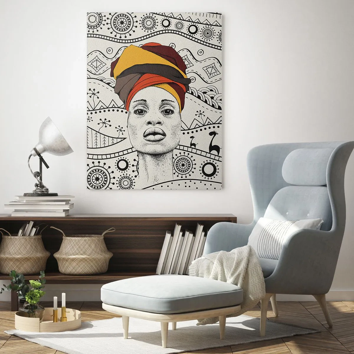 Tablou pe sticlă - Portret african - 50x70 cm