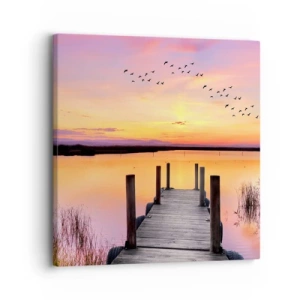 Tablou pe pânză - Zori liniștiți în mov - 30x30 cm