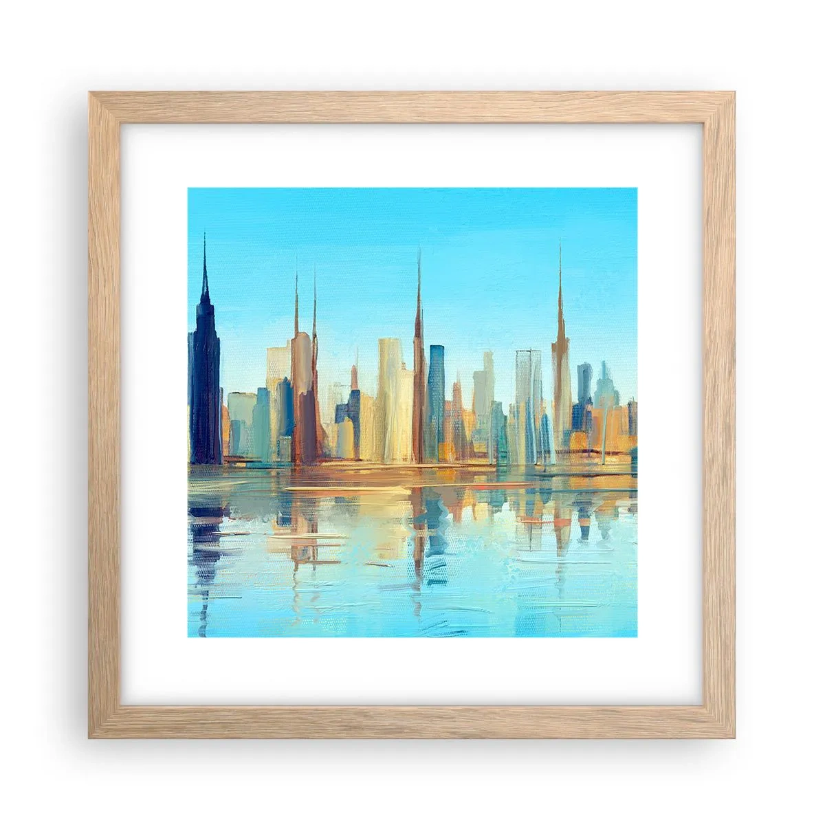 Poster în ramă de stejar deschis - Metropola însorită - 30x30 cm