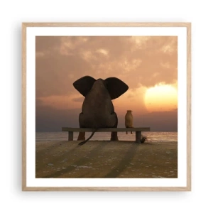 Poster în ramă de stejar deschis - Este bine să tăcem împreună - 60x60 cm