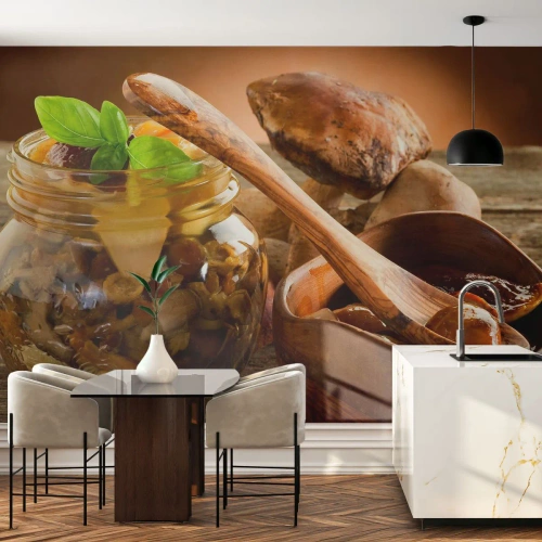 Tapet Autoadeziv Deluxe Sticker - Fie proaspete, fie sărate.... - Gastronomie, Ciuperci, Bucătărie - 400x280 cm