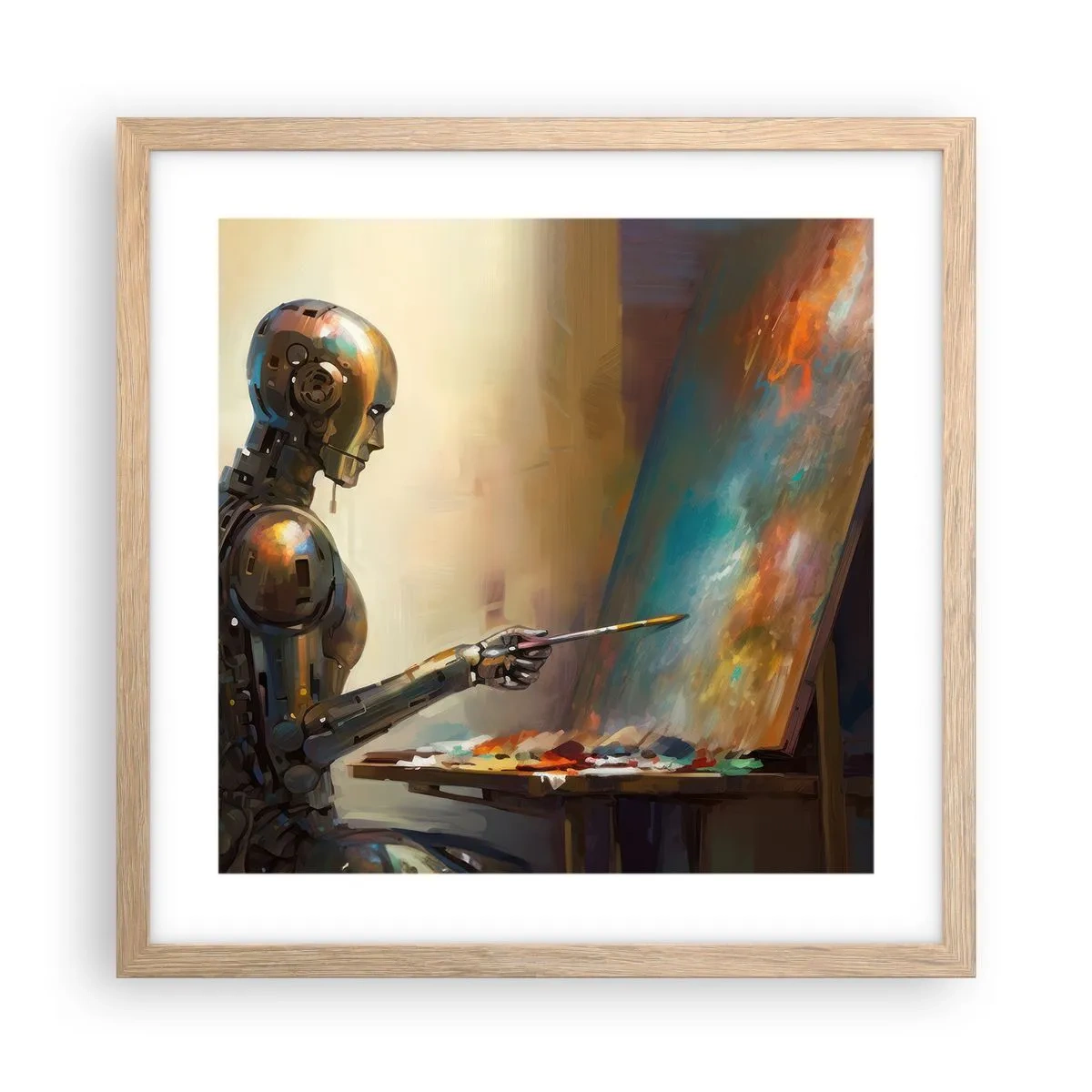 Poster în ramă de stejar deschis - Arta viitorului - 40x40 cm
