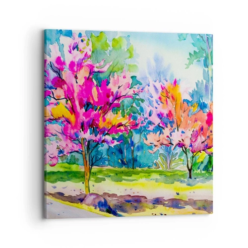 Tablou pe pânză - Grădina curcubeului în splendoarea primăverii - 70x70 cm