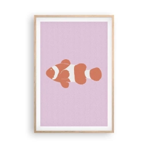 Poster în ramă de stejar deschis - Coralul îi vine bine - 61x91 cm