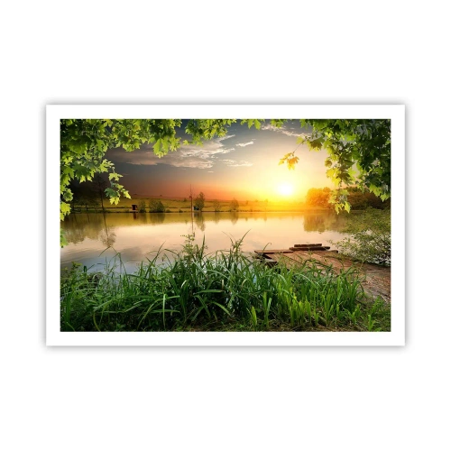 Poster - Peisaj într-un cadru verde - 91x61 cm