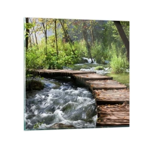 Tablou pe sticlă - Cascadă spumoasă - 60x60 cm