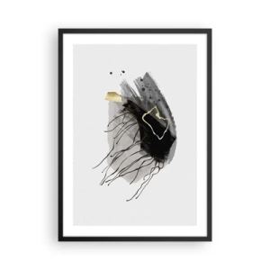 Poster în ramă neagră - O compoziție abstractă în accente de negru, gri și auriu. - 50x70cm - Negru și aur - Decorațiune modernă pentru perete pentru living și dormitor ARTTOR