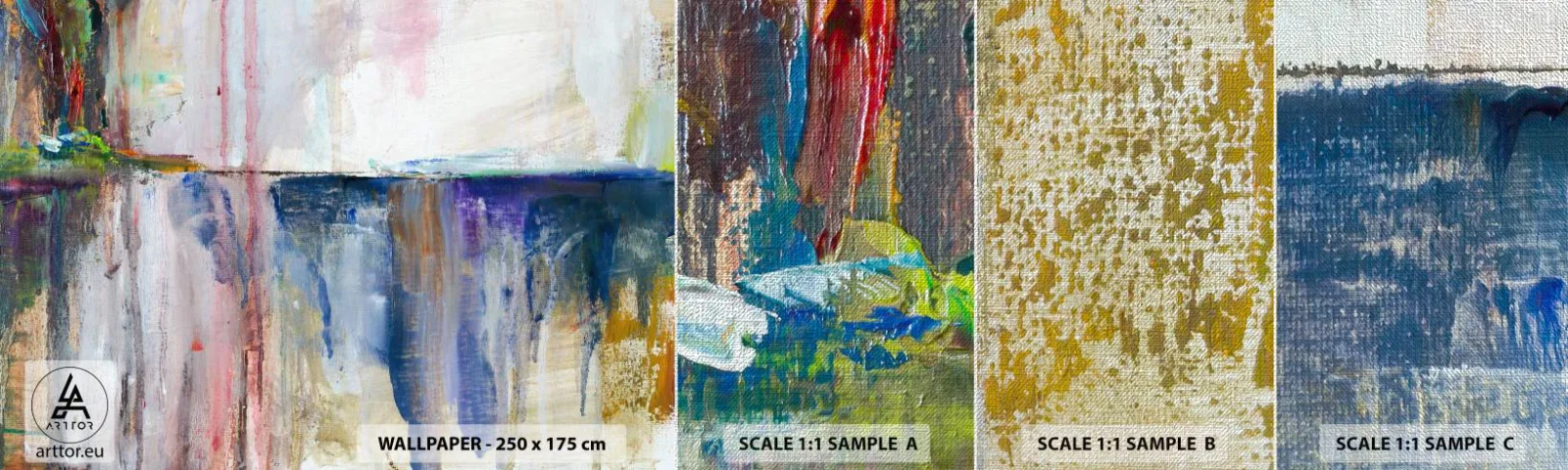 Mostră tapet Premium Canvas - Impresii și asociații colorate - Abstracția, Bucată, Pictura - 100x30 cm