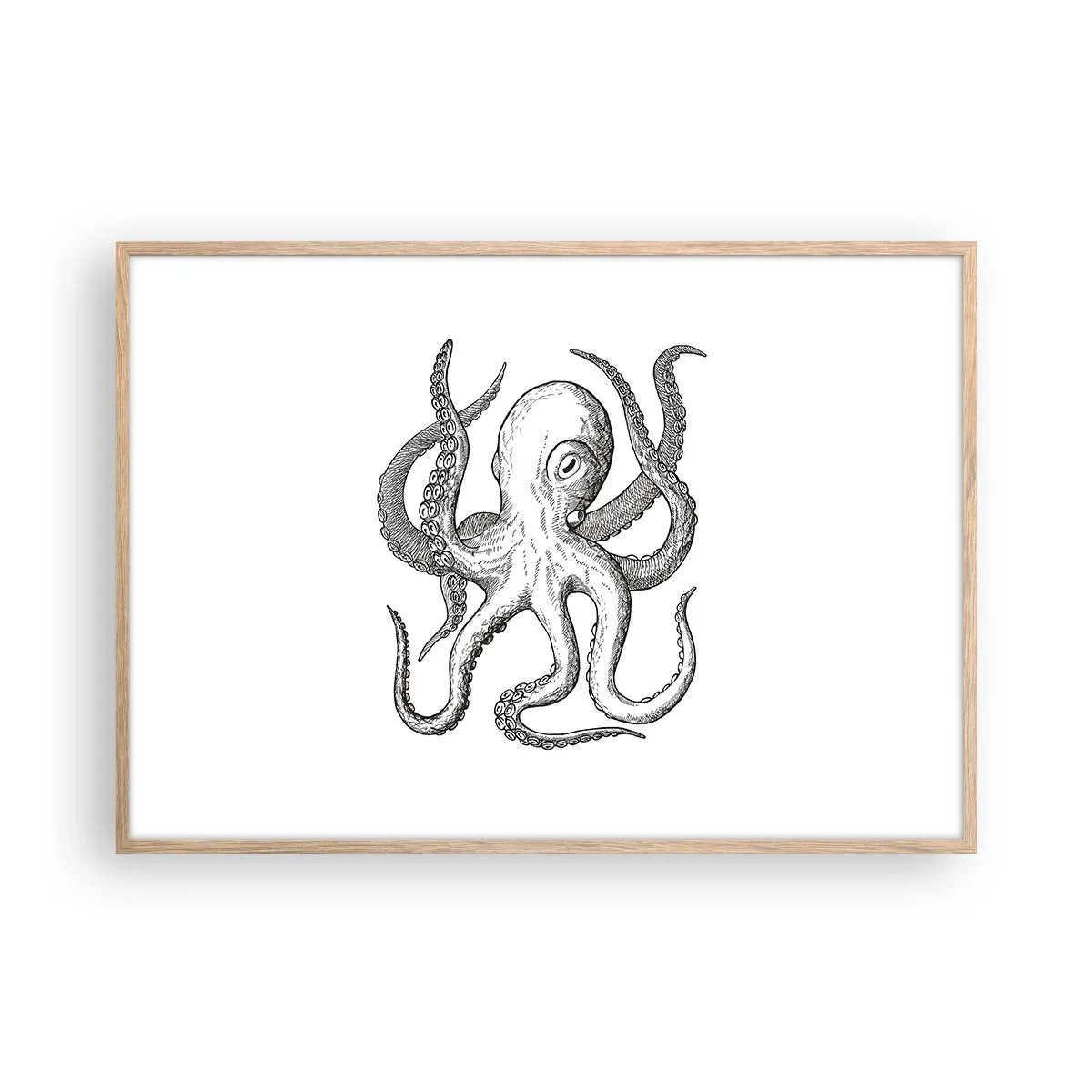 Poster în ramă de stejar deschis - Dansând cu valurile - 100x70 cm