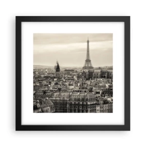Poster în ramă neagră - Deasupra acoperișurilor Parisului - 30x30 cm