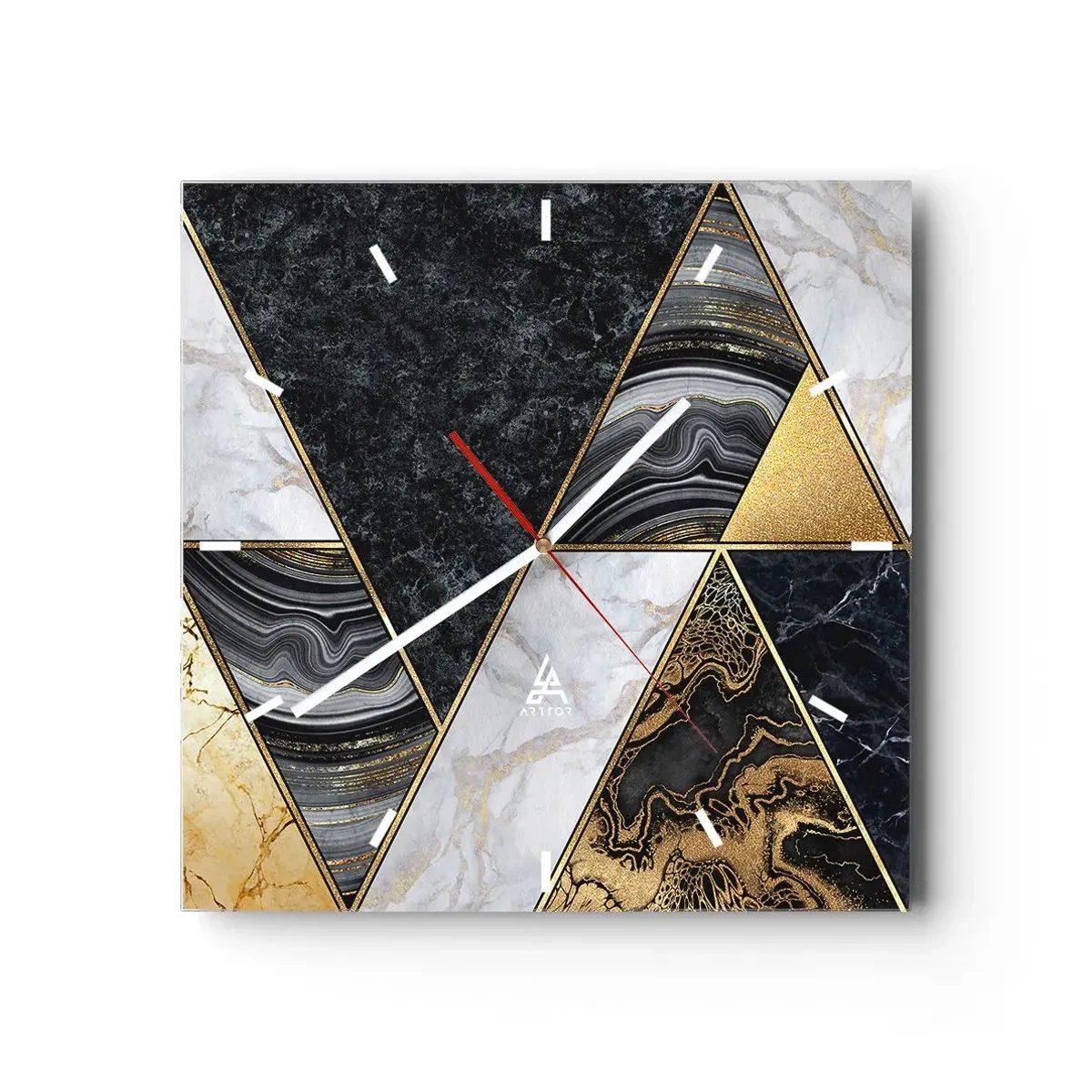 Ceas de perete - Ceas pe sticlă - Piatră cu piatră - 30x30 cm