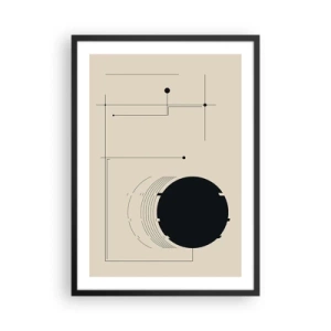 Poster în ramă neagră - O compoziție geometrică minimalistă pe un fundal bej - 50x70cm - Compoziție flexibilă și dinamică - Decorațiune modernă pentru perete pentru living și dormitor ARTTOR