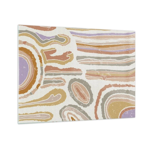 Tablou pe sticlă - Forme abstracte colorate care seamănă cu secțiuni transversale de minerale - 70x50cm - Secțiuni colorate - Decorațiune modernă pentru perete pentru living și dormitor ARTTOR