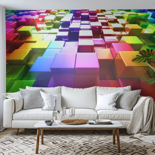 Tapet Standard Eco - Op-art împreună ca o echipă - Abstracția, Grafică, 3D - 500x350 cm