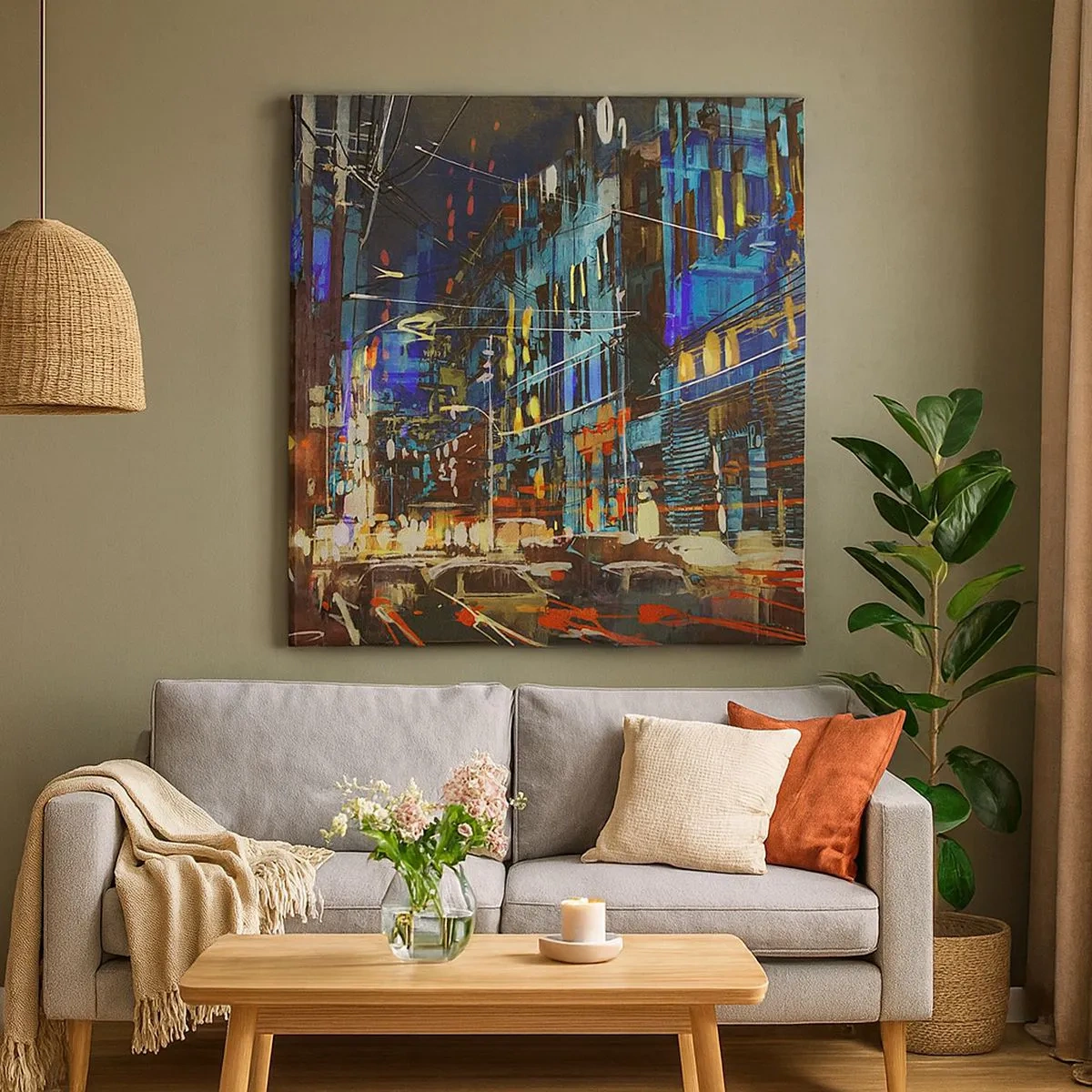 Tablou pe pânză - Agitația de seară a străzii - 30x30 cm