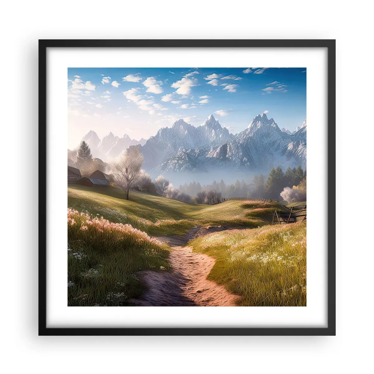 Poster în ramă neagră - Valea idilică - 50x50 cm