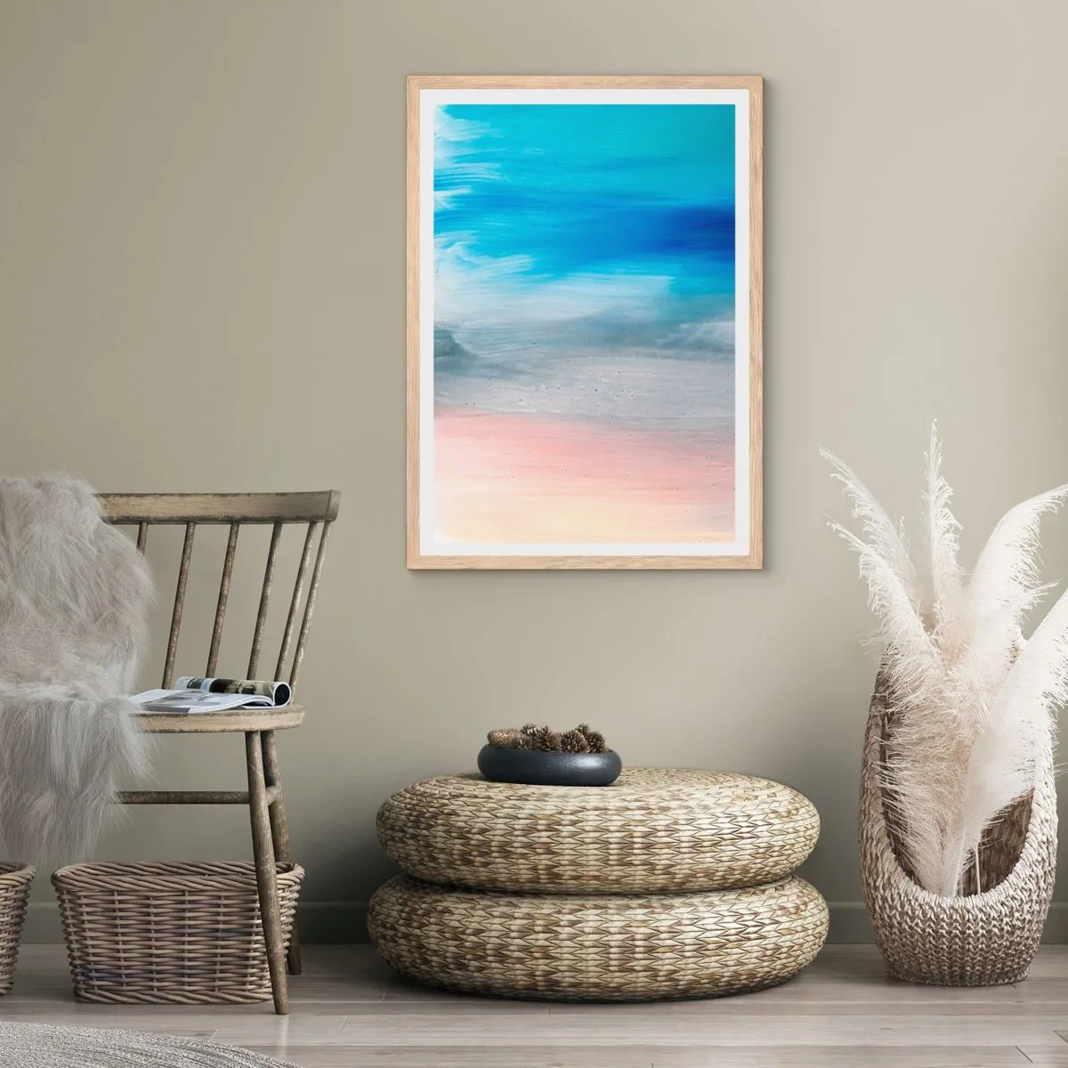 Poster în ramă de stejar deschis - Elemente: aer - 61x91 cm