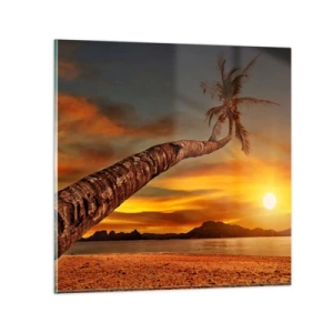 Tablou pe sticlă - Vacanță exotică, aventură în Caraibe - 50x50 cm