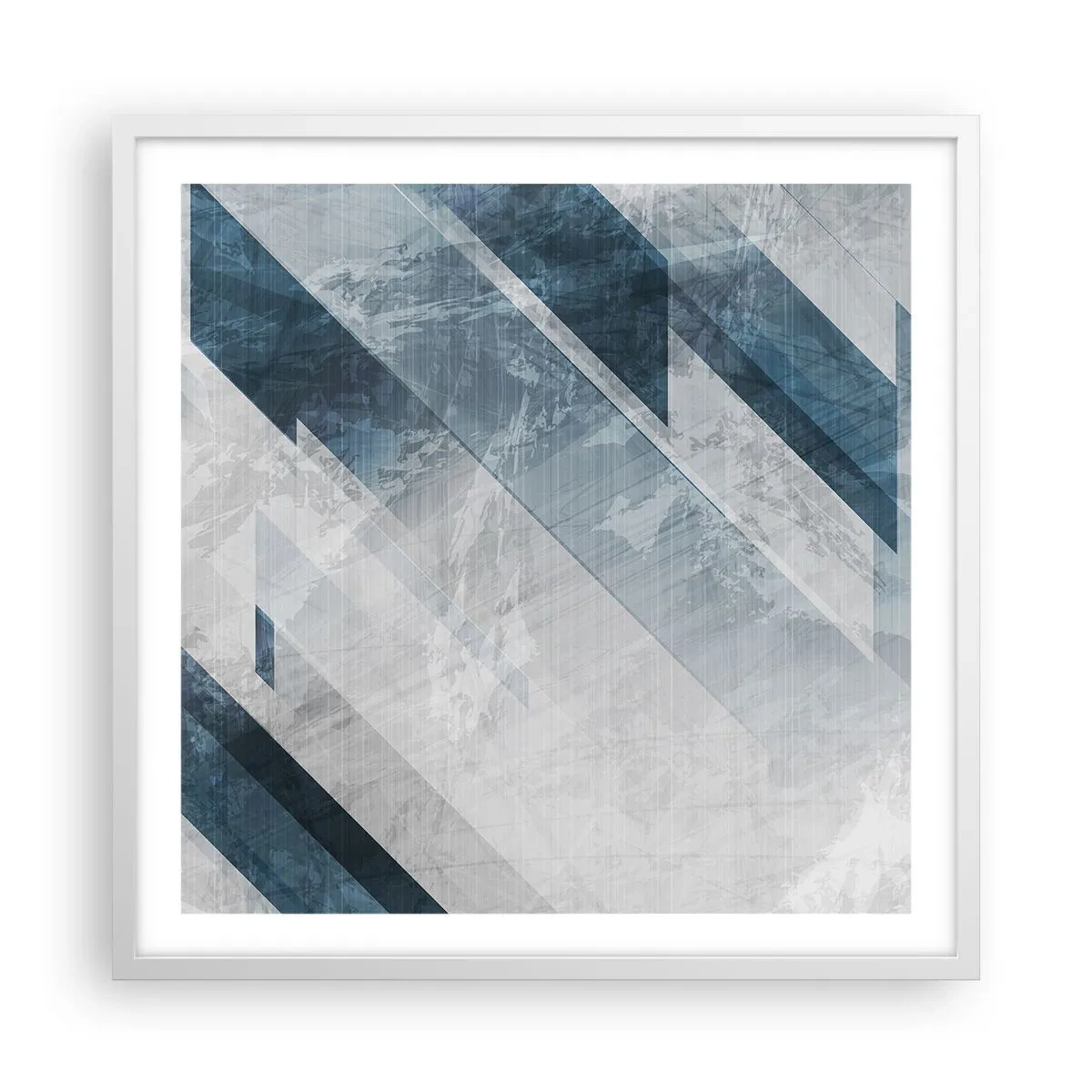 Poster în ramă albă - Compoziția spațială - mișcarea griului - 60x60 cm