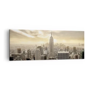Tablou pe pânză - New York țesut din gri - 140x50 cm