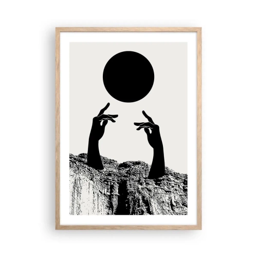 Poster în ramă de stejar deschis - Compoziție suprarealistă: soarele și tot restul - 50x70 cm