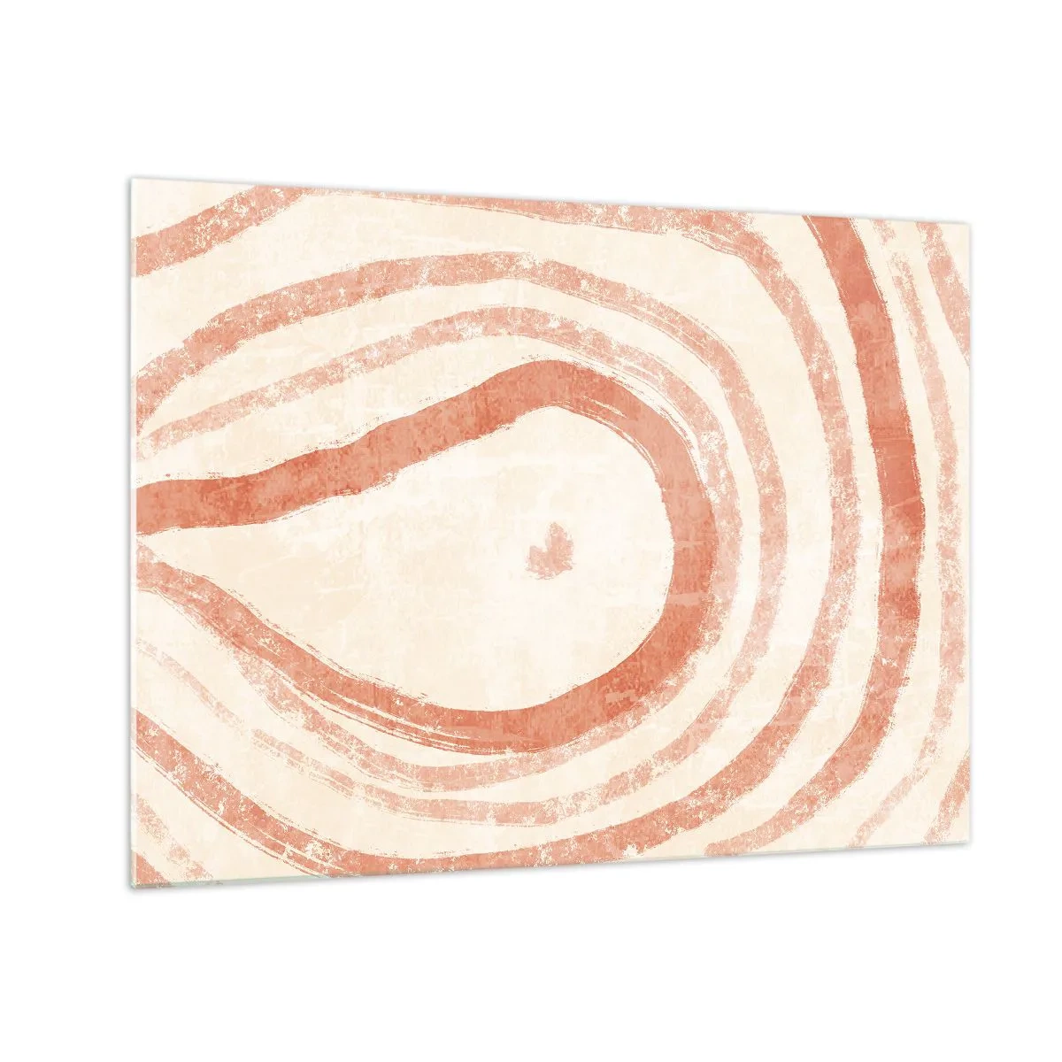 Tablou pe sticlă - Linii de corali abstracte sub formă de cercuri concentrice - 70x50cm - Cercuri de corali - compoziție - Decorațiune modernă pentru perete pentru living și dormitor ARTTOR