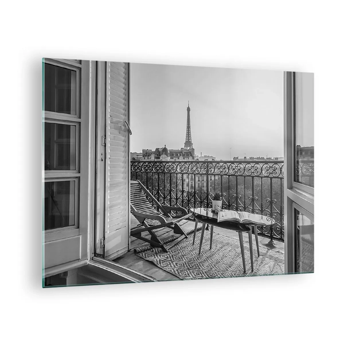 Tablou pe sticlă - O după-amiază pariziană - 70x50cm - După-amiază pariziană - Decorațiune modernă pentru perete pentru living și dormitor ARTTOR
